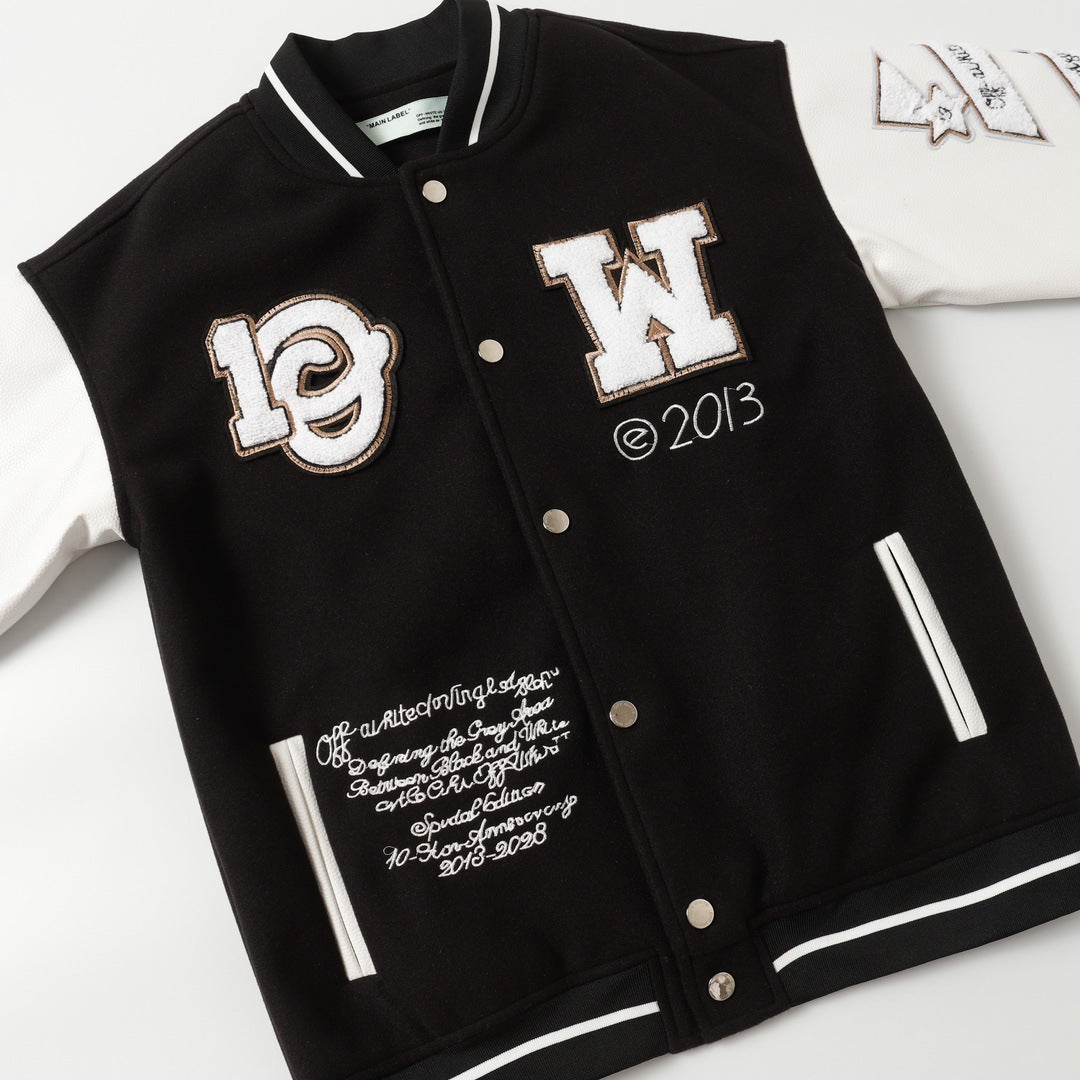 OFF WHITE Logic Patch varsity jacket