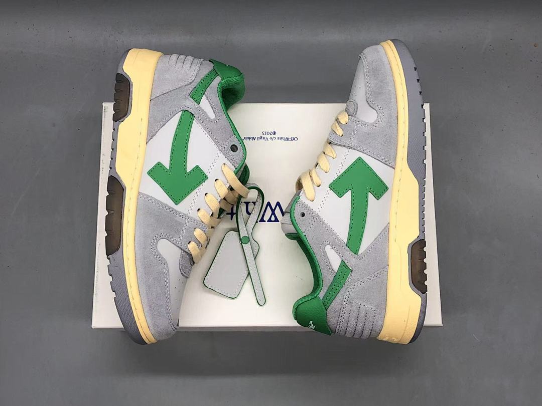 OFF-WHITE Out Of Office OOO Low Tops Light Grey Green