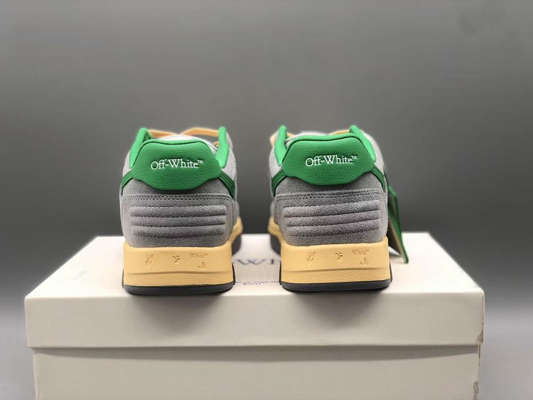 OFF-WHITE Out Of Office OOO Low Tops Light Grey Green
