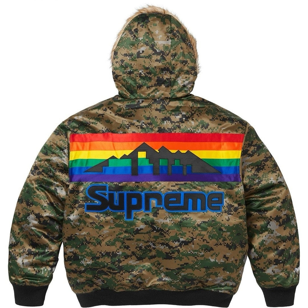 Supreme M & N Teams Hooded Satin Varsity Jacket