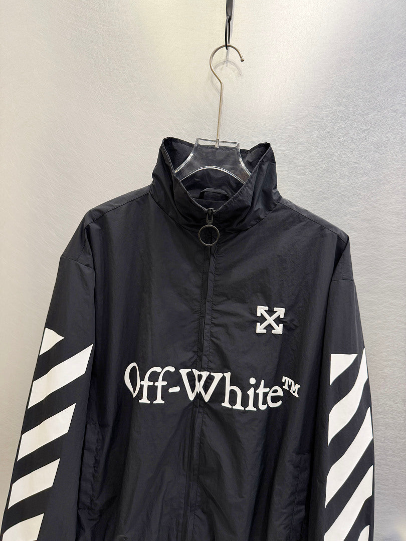 OFF WHITE Diagonal Arrow-Print Zip-Up Jacket