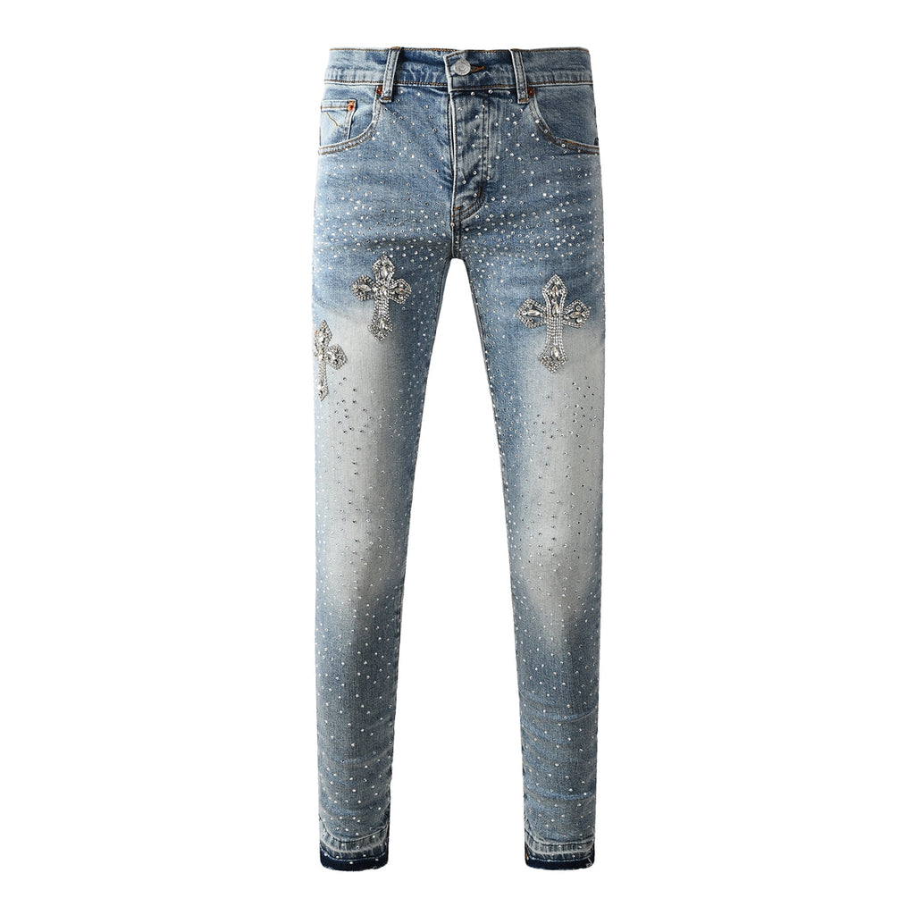 Purple Brand Crystal Diamond Jeans #9132