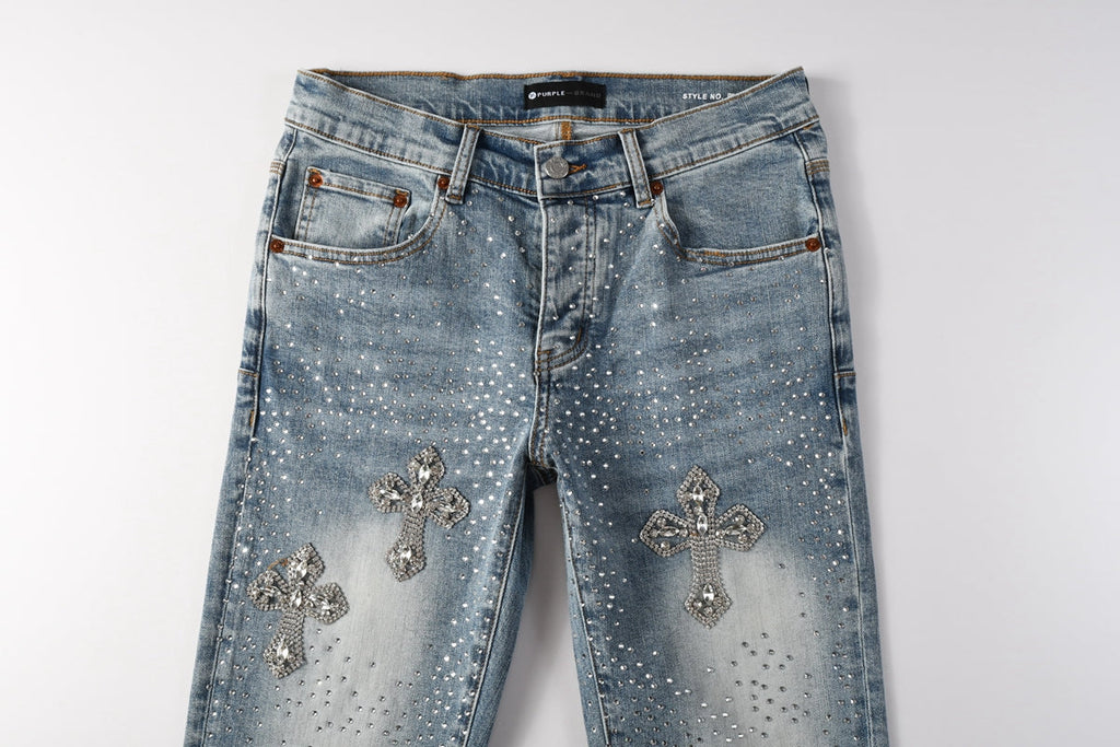 Purple Brand Crystal Diamond Jeans #9132